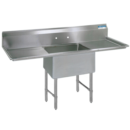 BK RESOURCES 23.5 in W x 57.25 in L x Free Standing, Stainless Steel, One Compartment Sink 16 Gauge BKS6-1-18-14-18TS